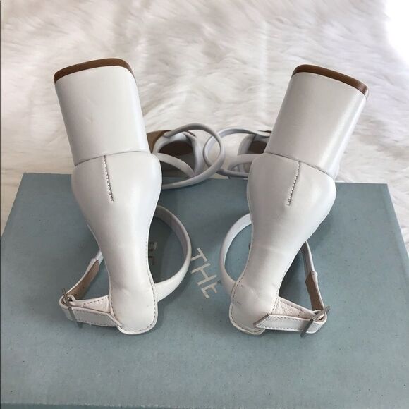 Anthropologie White Sandal Shoe The Bear Sandal May Puff Leather Heel Sandals - Picture 5 of 13